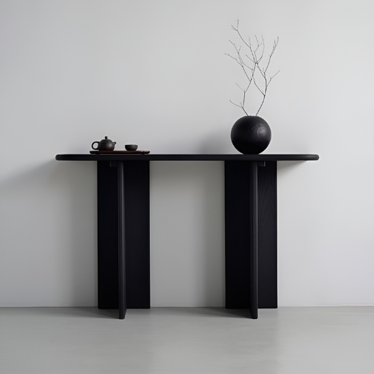 Rustic Mango Anabola Console Table In Black Finish in Solid Wood thumbnail 2