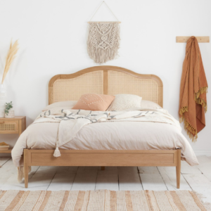 Rustic Mango Solid Wooden Beds in Natural Cane Finish