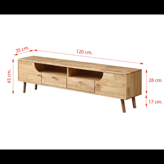 Rustic Mango Solid Wooden TV Cabinet With 4 Drawers in Natural Finish thumbnail 4