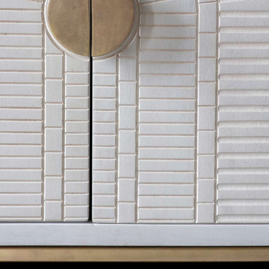 Rustic Mango Solid Wooden Sideboard In White Finish With Golden Wooden Handles thumbnail 2