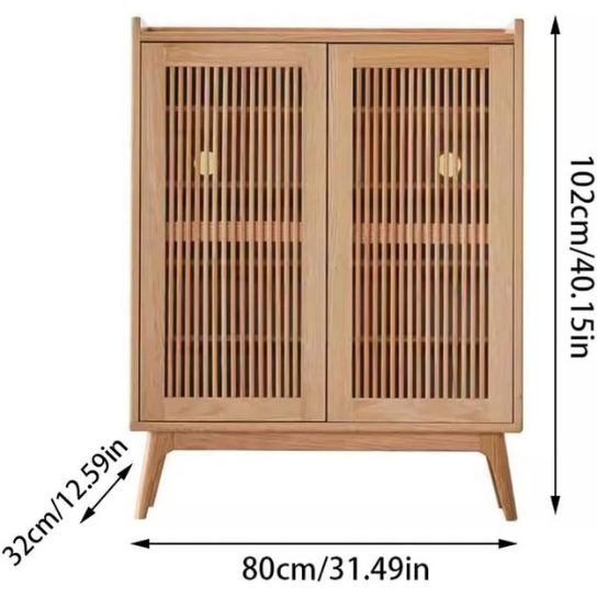 Rustic Mango Solid Wooden  Shoe Rack In Wings With Modern  Style In Natural Finish thumbnail 5