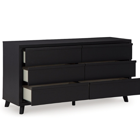 Rustic Mango Modern Chest of Drawers With 6 Drawers In Black Finish thumbnail 2