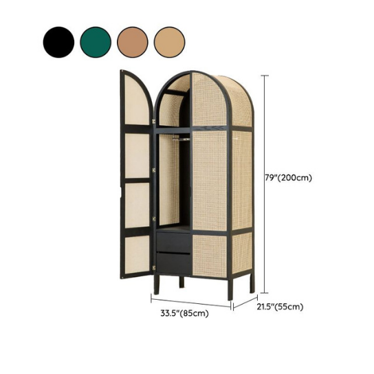 Rustic Mango Jumbo Wardrobe With Cane Finish ( Multicolor Finish ) thumbnail 9