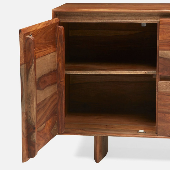 Rustic Mango Solid Wooden Heavy Sideboard With Natural Honey Finish With 2 Door or 2 Drawer thumbnail 6