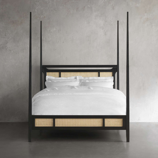 Rustic Mango Heritage Wooden Beds In Black Cane Finish thumbnail 4
