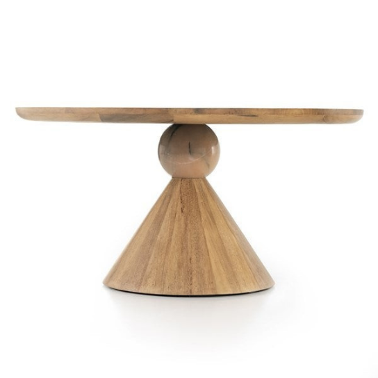 Rustic Mango Solid Wooden Heavy Duty Round Shape Dining Table In Natural Honey Finish thumbnail 2