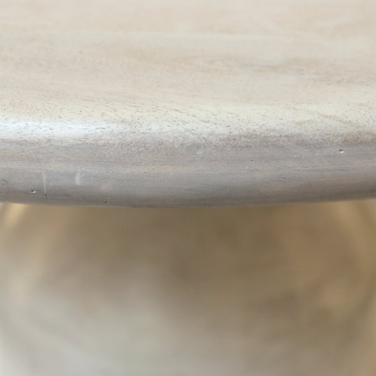 Rustic Mango Solid Wooden Round Shape Dining Table In Whitewash Finish thumbnail 2