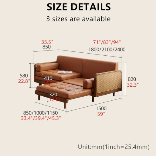 Rustic Mango Solid Wooden Sofa Cum Bed In Honey Finish With Cane thumbnail 13