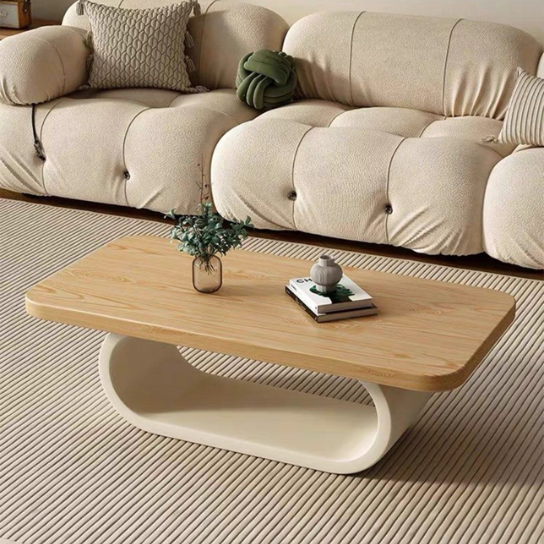Rustic Mango Luxury Modern Style Coffee Table In Natural + White Finish thumbnail 2