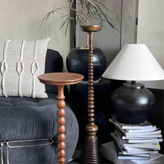 Rustic Mango Single Standing Bedside Table in Black Finish thumbnail 6