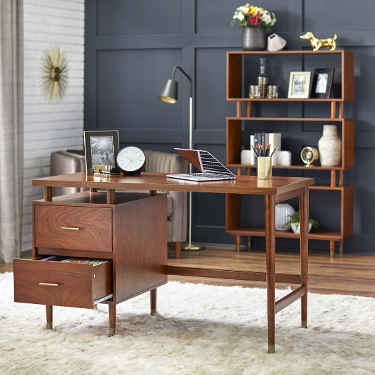Rustic Mango Urban Style Solid Wooden Study Table In Honey Finish thumbnail 2
