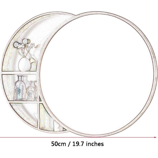 Rustic Mango Solid Wooden Round Shape Mirror In Solid Wooden thumbnail 3