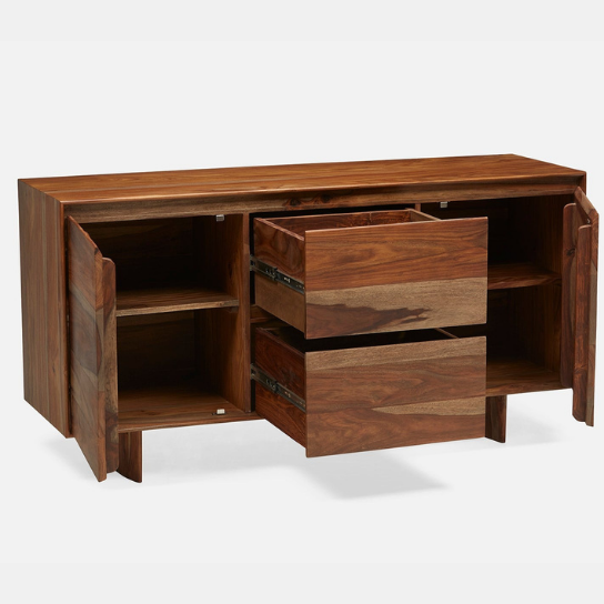 Rustic Mango Solid Wooden Heavy Sideboard With Natural Honey Finish With 2 Door or 2 Drawer thumbnail 9