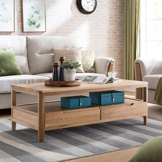 Rustic Mango Solid Wooden Coffee Table In Honey Finish thumbnail 2