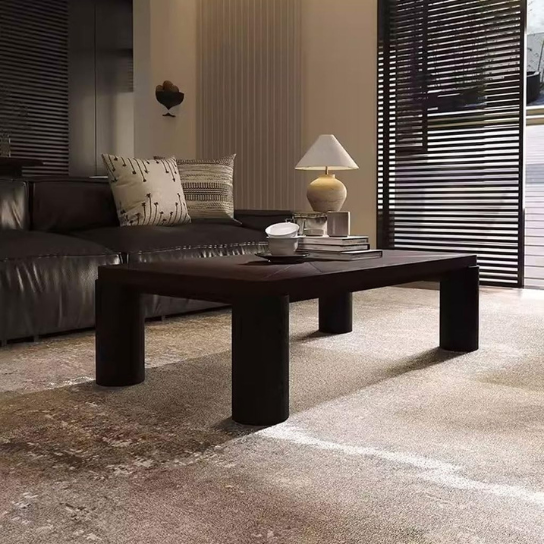 Rustic Mango Heavy Wooden Coffee table In Dark Walnut Finish thumbnail 2