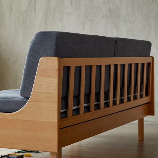Rustic Mango Solid Wooden Sofa Cum Beds In Honey Finish With blue thumbnail 5