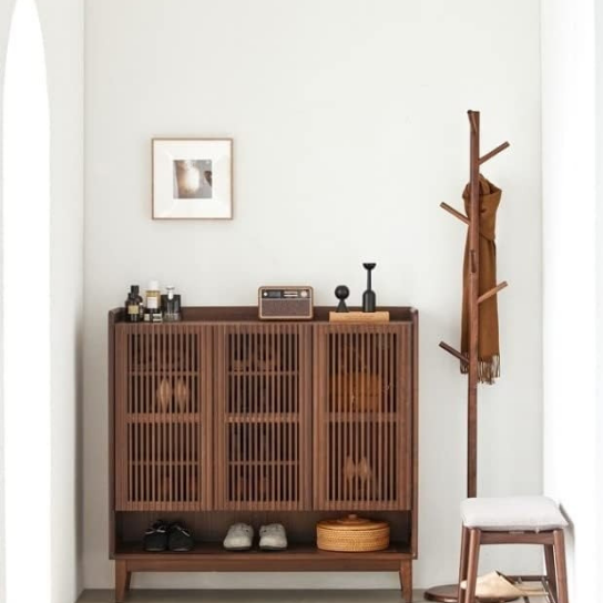 Rustic Mango Solid Wooden Wide Rang Shoe Rack In Walnut Finish thumbnail 8