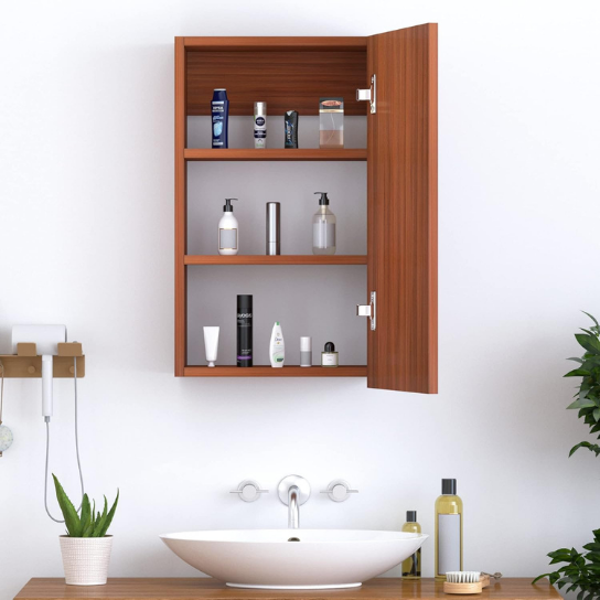 Rustic Mango Solid Wooden Mirror With Back MDF With Shelf ( Light Honey Finish  ) thumbnail 3
