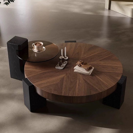 Rustic Mango Solid Wooden Double Coffee Table Set In Honey Black Finish thumbnail 3