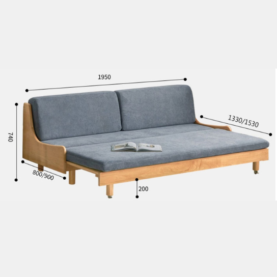 Rustic Mango Solid Wooden Sofa Cum Beds In Honey Finish With blue thumbnail 7