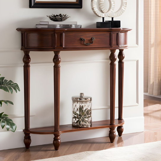 Rustic Mango Solid Wooden Vintage Style Console Table In Honey Finish thumbnail 3