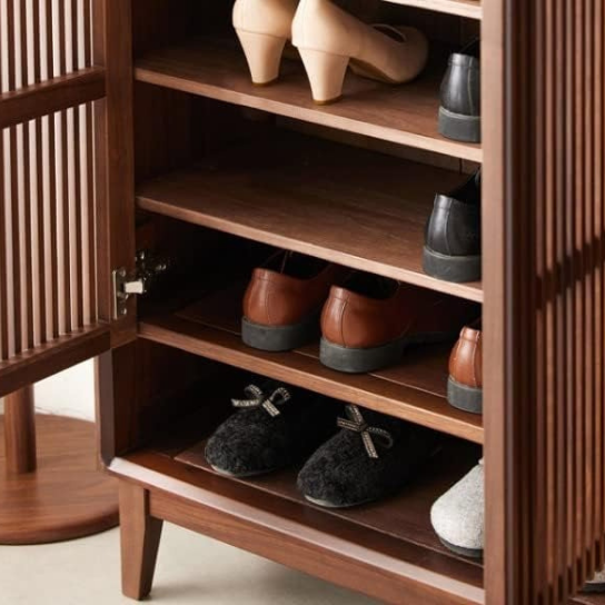 Rustic Mango Solid Wooden Wide Rang Shoe Rack In Walnut Finish thumbnail 6