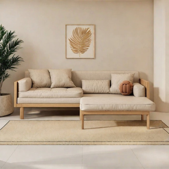 Rustic Mango Solid Wooden Sofa Cum Bed In Natural With Cane Finish thumbnail 3