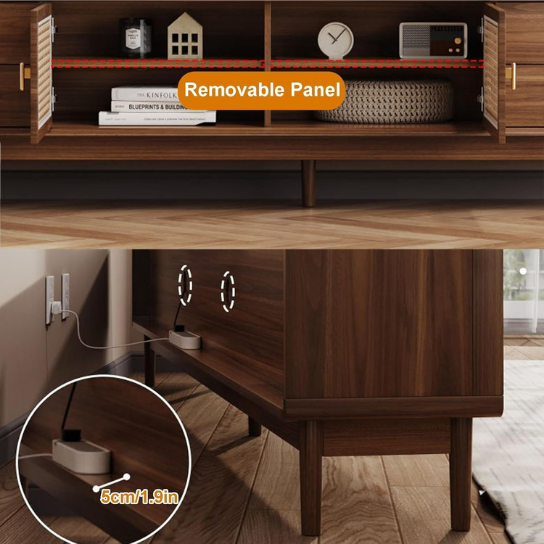 Rustic Mango Solid Wooden TV Cabinet With Cane in Honey Finish thumbnail 3