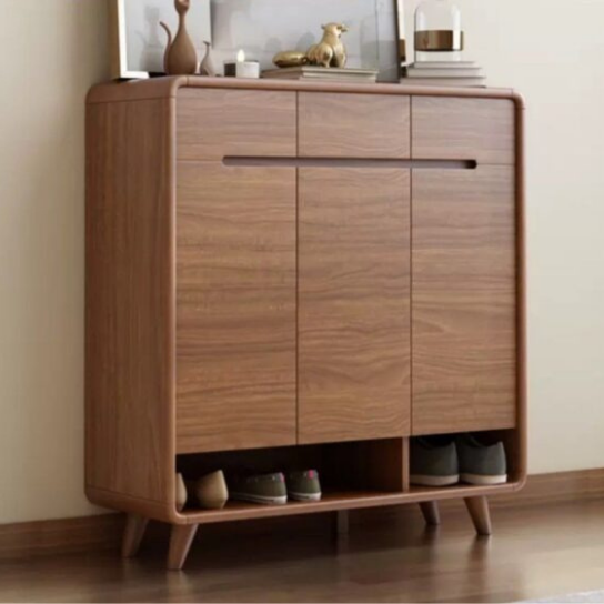 Rustic Mango Solid Wooden  Modern  Style 2 door Shoe Rack  In Honey Finish thumbnail 3