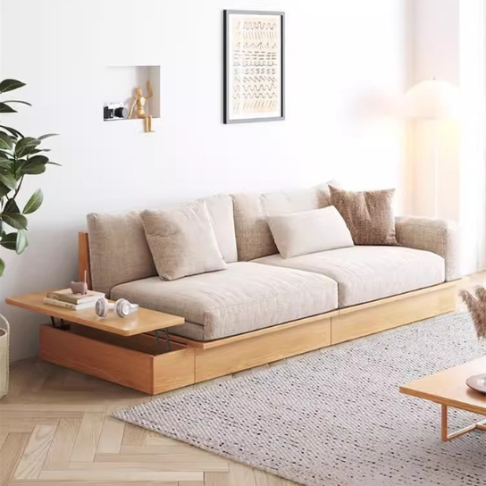 Rustic Mango Solid Wooden Modern Style Sofa Cum Bed In Natural Honey Finish thumbnail 2