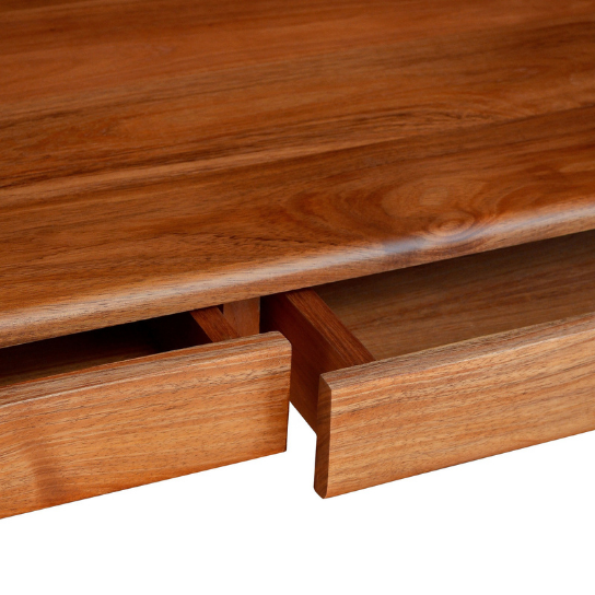 Rustic Mango Modern Solid Wooden Study Desk In Honey Finish With Drawers thumbnail 3