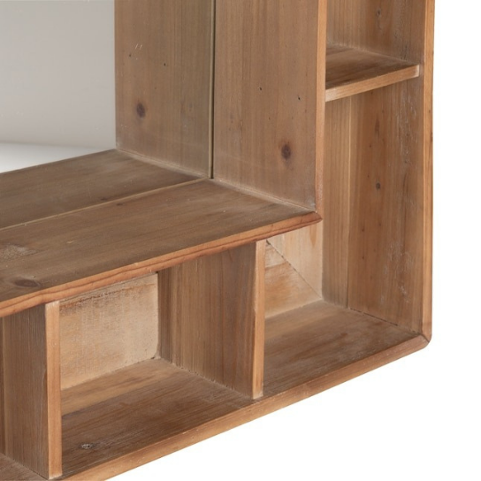 Rustic Mango Solid Wooden Mirron Frame With Shelf to Storage your Skin Care Products ( Light matte Finish  ) thumbnail 3