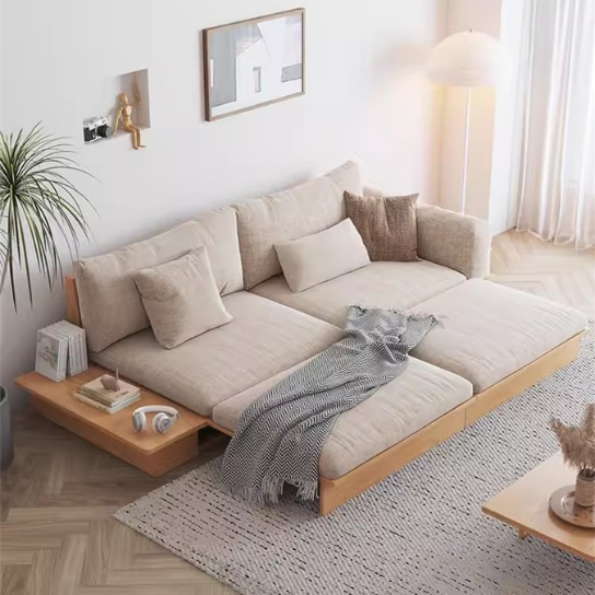 Rustic Mango Solid Wooden Modern Style Sofa Cum Bed In Natural Honey Finish thumbnail 5