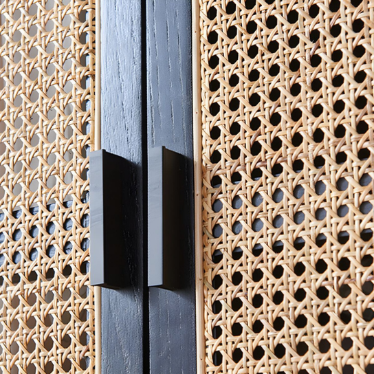 Rustic Mango Wooden Wardrobe In Cane Finish ( Black Finish ) thumbnail 5
