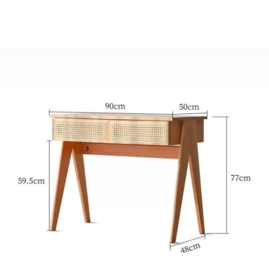 Rustic Mango Solid Wooden Study Table In Cane With Natural Finish thumbnail 9