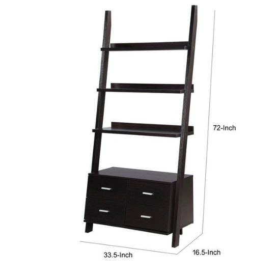 Rustic Mango Solid Wooden Aploca Bookcase With Walnut Finish thumbnail 6