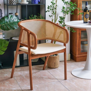 Rustic mango Solid Wooden Cane Dining Chair in Light Honey Finish