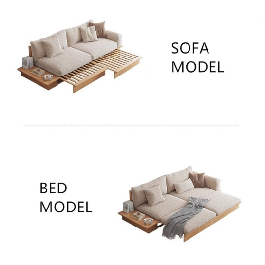 Rustic Mango Solid Wooden Modern Style Sofa Cum Bed In Natural Honey Finish thumbnail 6