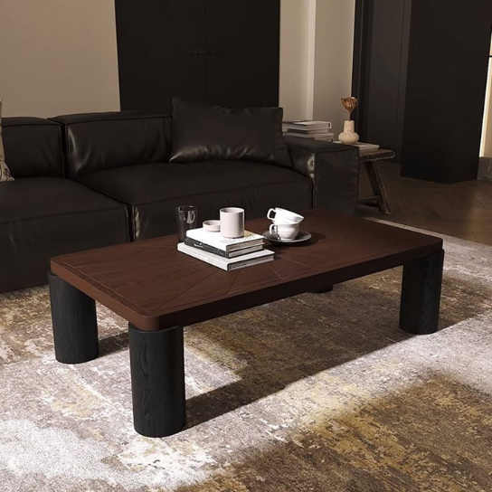 Rustic Mango Heavy Wooden Coffee table In Dark Walnut Finish thumbnail 3
