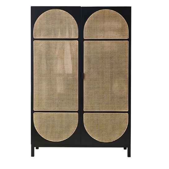Rustic Mango Wooden Wardrobe In Cane Finish ( Black Finish ) thumbnail 6