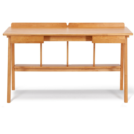 Rustic Mango Plain Solid Wooden Study Table In Natural Finish thumbnail 2