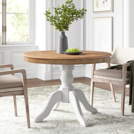 Rustic Mango Solid Wooden Round Shape Urban Dining Table without Chairs