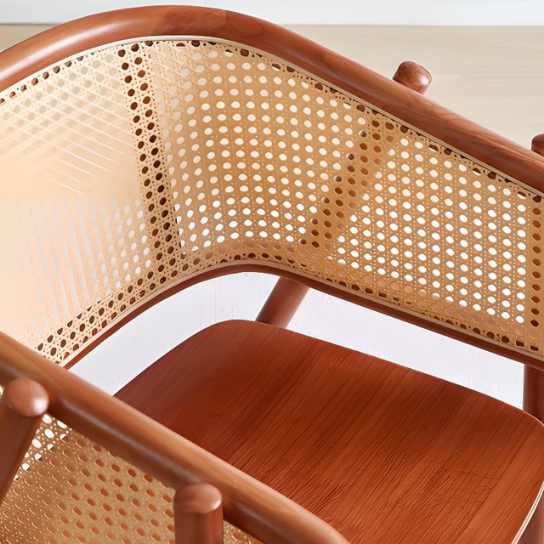 Rustic mango Solid Wooden Cane Dining Chair in Light Honey Finish thumbnail 2