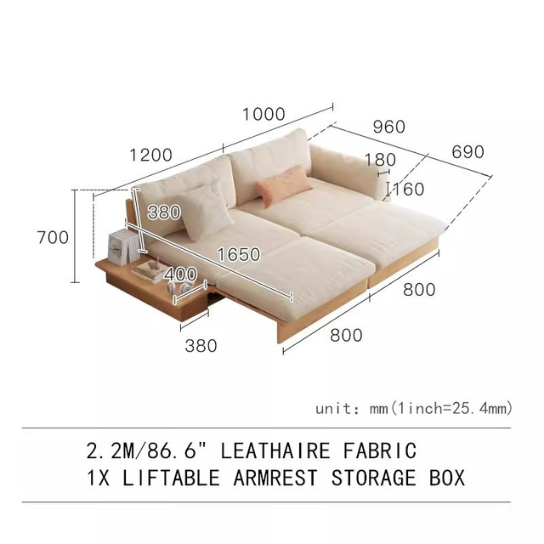 Rustic Mango Solid Wooden Modern Style Sofa Cum Bed In Natural Honey Finish thumbnail 7