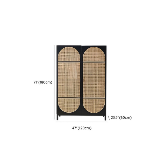 Rustic Mango Wooden Wardrobe In Cane Finish ( Black Finish ) thumbnail 7