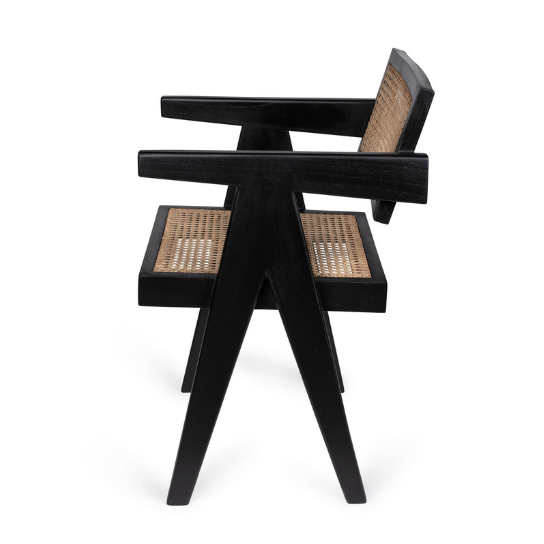 Rustic Mango Solid Wooden Chair In Cane With Walnut Finish thumbnail 2