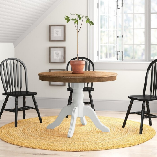 Rustic Mango Solid Wooden Round Shape Urban Dining Table without Chairs thumbnail 2