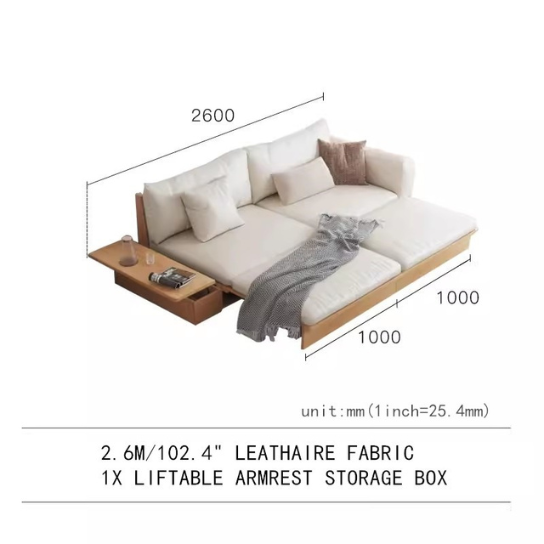 Rustic Mango Solid Wooden Modern Style Sofa Cum Bed In Natural Honey Finish thumbnail 8