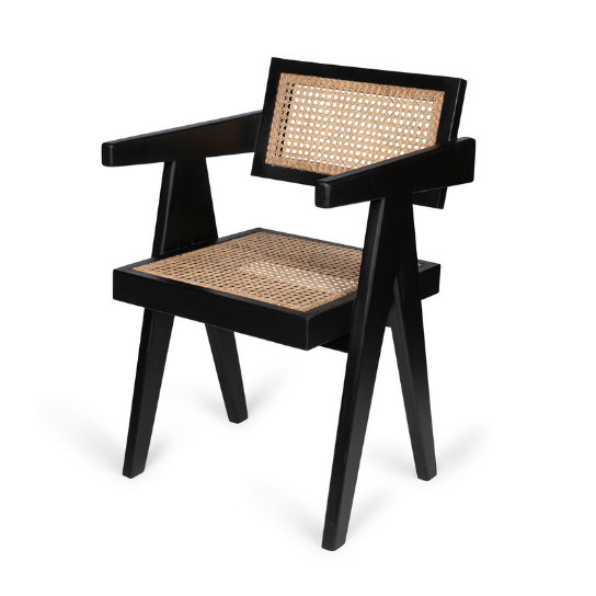 Rustic Mango Solid Wooden Chair In Cane With Walnut Finish thumbnail 3