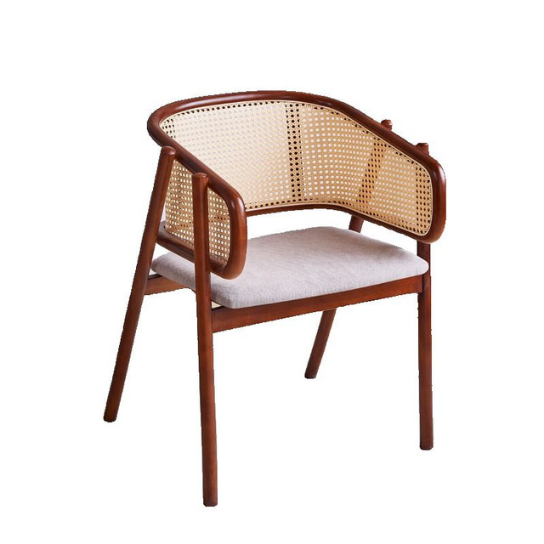 Rustic mango Solid Wooden Cane Dining Chair in Light Honey Finish thumbnail 5